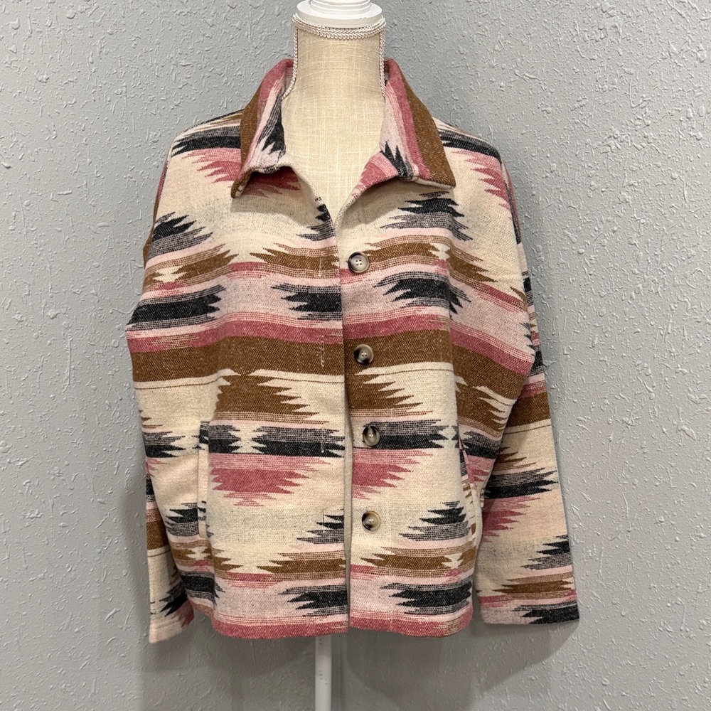 Blue B Collection Multicolor Western Aztec Print Jacket Size Medium - Picture 4 of 11